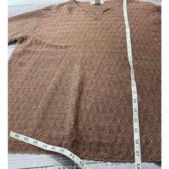 Dressbarn Sweater Women 22/24 Brown Silk Blend Long Sleeve V Neck Stretch - Picture 7 of 10